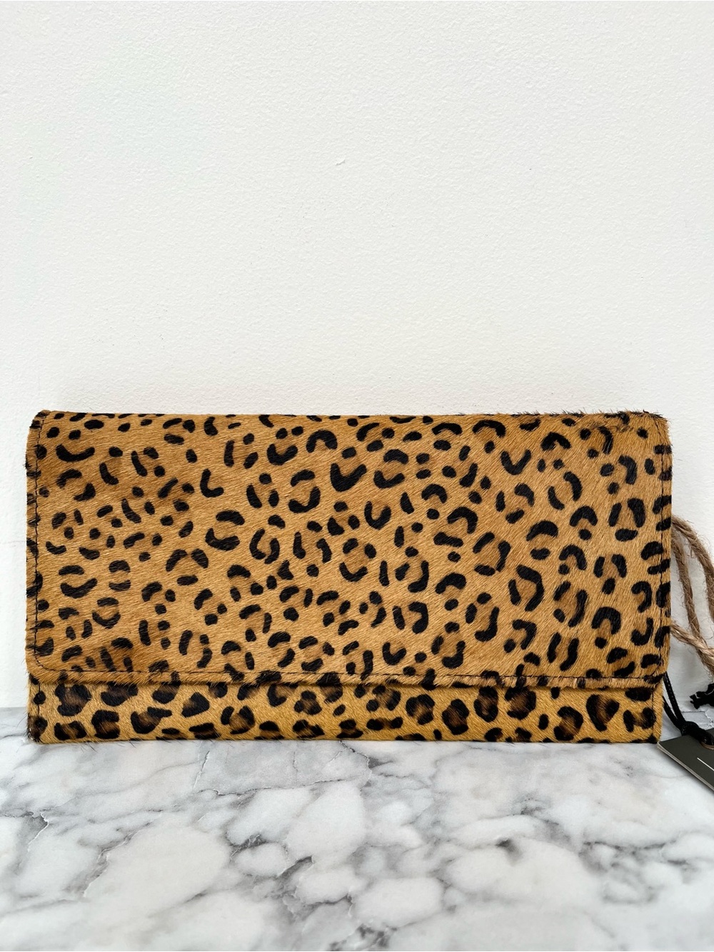 Myra Bag Gemini Leopard Print Calf Hair Leather Wallet NWT